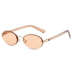 Sunglasses Manufacturer - Brand Designer Fashion Rimless Round Custom Logo Metal Frame Retro Oval for Men Women UV400