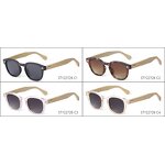 Sunglasses Manufacturer - Retro Round Wood Tortoiseshell Frame Vintage Unisex Gradient Rivet Bamboo