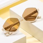 Sunglasses Manufacturer - Design UV Protection Fashion Casual Hexagon for Women Men Gold Geometric Half Rim Polygon Shades