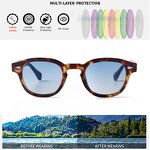 Sunglasses Manufacturer - Vintage Rivet Tortoiseshell Round for Women Men Brand Designer Retro Yellow Blue Len Small