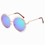 Sunglasses Manufacturer - Oversized Metal Round for Women Designer Vintage Luxury Female Mirrored Lens Gradient Shades