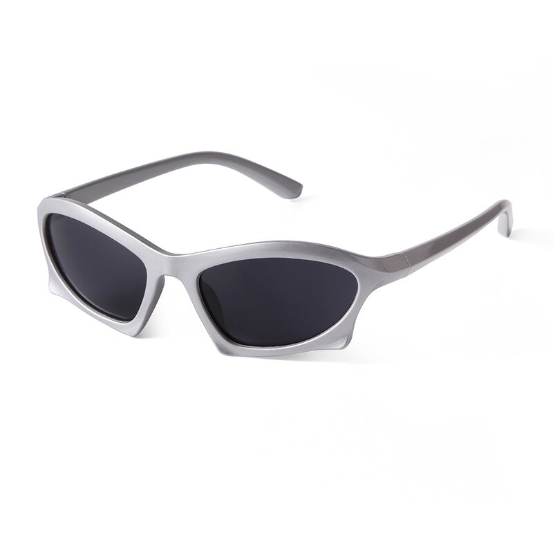 Sunglasses Manufacturer - Fashion Silver Futuristic Irregular Outdoor Riding Sports Y2K Custom LOGO