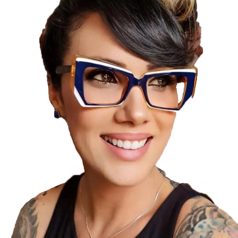 Glasses Manufacturer - Trendy Colorful Blue Light Blocking TR90 Irregular Frame Optical Eyeglasses Polygon Computer for Women