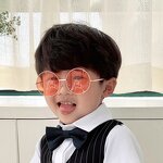 Sunglasses Manufacturer - Wholesale Round Metal Gold Children Eyeglasses Retro Vintage 2-8 Years Old British Style Gradient Ocean Lenses