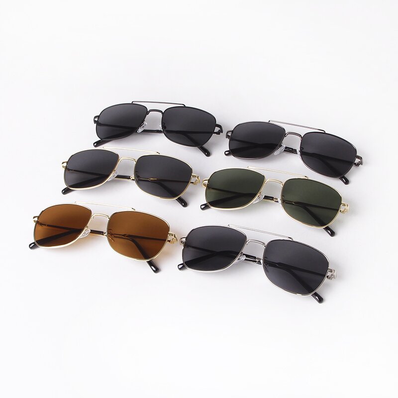 Sunglasses Manufacturer - Custom Logo Aviation Style Metal Double Bridge UV400 Shades for Women Men
