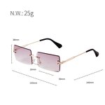 Sunglasses Manufacturer - Hot Sale Vintage Fashion Blue Lens Rimless for Women Men Designer Retro Trendy Frameless Rectangle UV