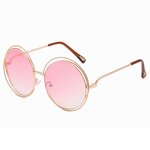 Sunglasses Manufacturer - Oversized Metal Round for Women Designer Vintage Luxury Female Mirrored Lens Gradient Shades
