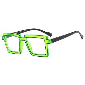 Glasses Manufacturer - Fluorescence Green Fashion Square TR90 Photochromic Blue Light Filter Designer Comic Eyeglasses Frames