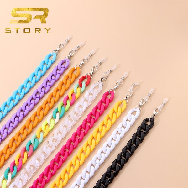 Glasses Chain Manufacturer - Fashion Thick Acrylic Colorful Eyewear Necklace Vintage Transparent Crystal Sunglasses Lanyard