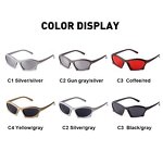 Sunglasses Manufacturer - Fashion Silver Futuristic Irregular Outdoor Riding Sports Y2K Custom LOGO