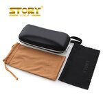 Glasses Case Manufacturer - 3 in 1 Set Microfiber Cleaning Cloth Pouch PU Leather Sunglasses Hard Case with Logo Printing