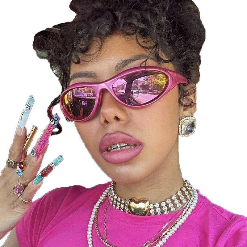 Sunglasses Manufacturer - Women Sports Y2K for Men UV400 Punk Shades Purple Pink Fashion Eyewear Steampunk Futuristic Cycling