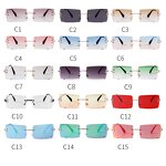 Sunglasses Manufacturer - Hot Sale Vintage Fashion Blue Lens Rimless for Women Men Designer Retro Trendy Frameless Rectangle UV