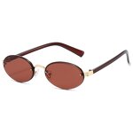 Sunglasses Manufacturer - Brand Designer Fashion Rimless Round Custom Logo Metal Frame Retro Oval for Men Women UV400