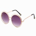 Sunglasses Manufacturer - Oversized Metal Round for Women Designer Vintage Luxury Female Mirrored Lens Gradient Shades