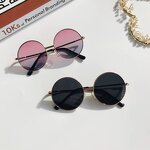 Sunglasses Manufacturer - Wholesale Round Metal Gold Children Eyeglasses Retro Vintage 2-8 Years Old British Style Gradient Ocean Lenses
