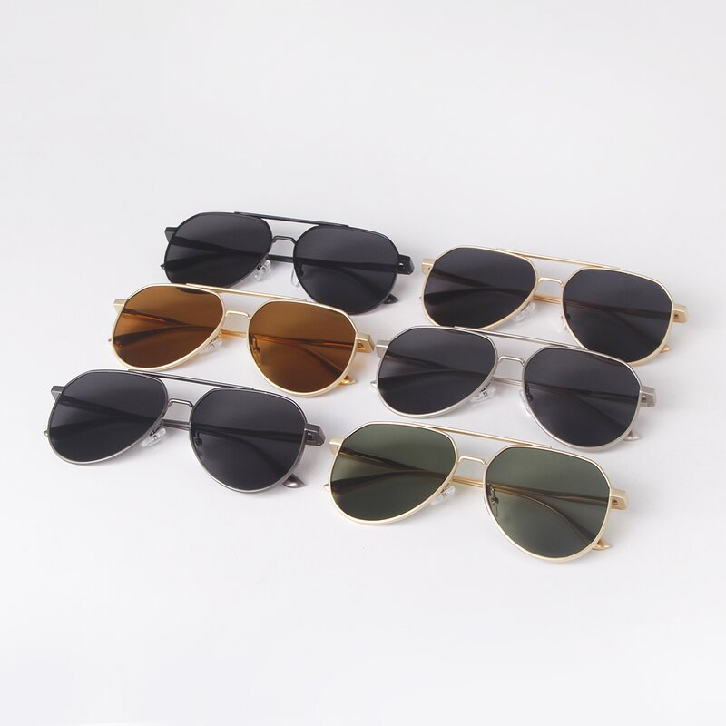 Sunglasses Manufacturer - Custom Logo Aviation Style Metal Double Bridge UV400 Shades for Women Men