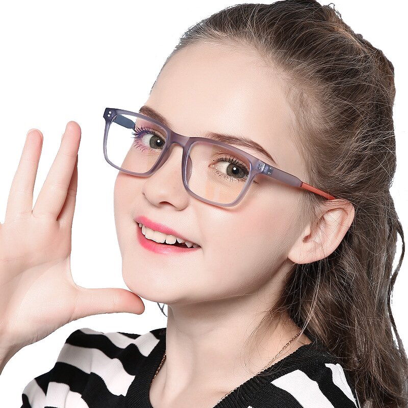 Glasses Manufacturer - Kid's Eyeglasses Blue Light Blocking TR90 Optical 7-12 Years Square Frame Computer Eyewear
