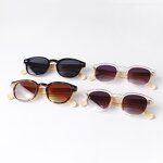 Sunglasses Manufacturer - Retro Round Wood Tortoiseshell Frame Vintage Unisex Gradient Rivet Bamboo