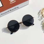 Sunglasses Manufacturer - Wholesale Round Metal Gold Children Eyeglasses Retro Vintage 2-8 Years Old British Style Gradient Ocean Lenses