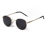 Sunglasses Manufacturer - Vintage Metal Round Thin Legs Gold Frame Driving Spring Hinge Polarized Shades for Men