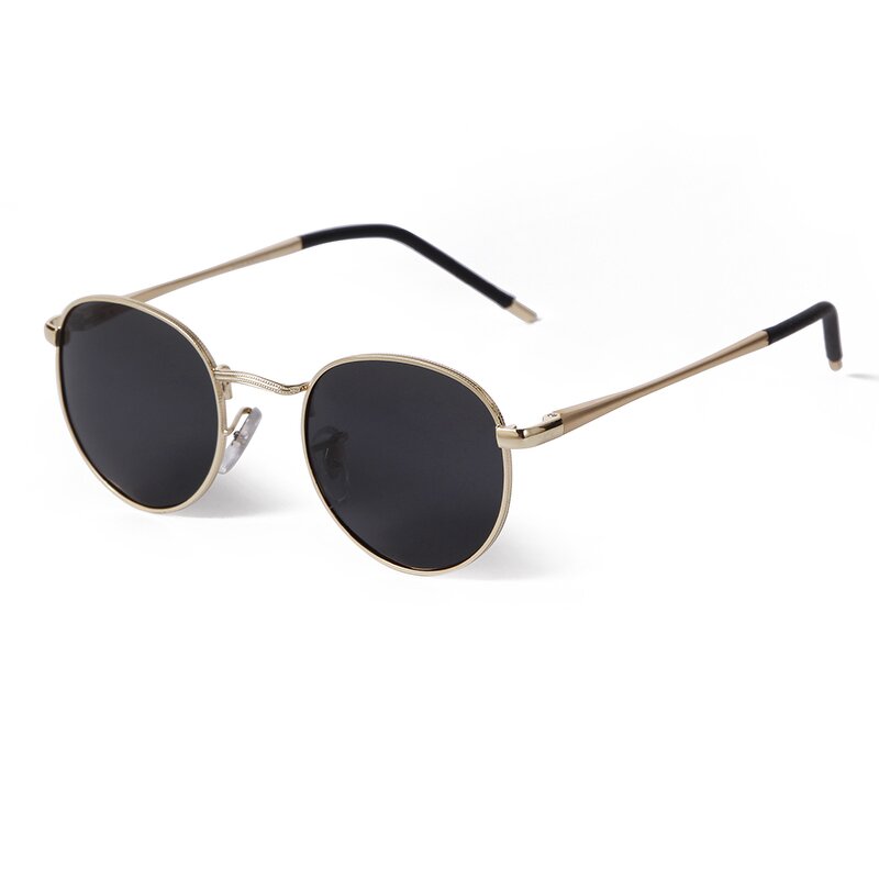 Sunglasses Manufacturer - Vintage Metal Round Thin Legs Gold Frame Driving Spring Hinge Polarized Shades for Men