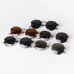 Sunglasses Manufacturer - Vintage Metal Round Thin Legs Gold Frame Driving Spring Hinge Polarized Shades for Men