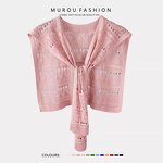 Knit Shawl Manufacturer - Korean Autumn for Female Blouse Shoulders Collar Cape Student Scarf Solid Color for Women