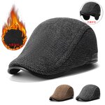 Winter Cap Manufacturer - Thick Warm for Men Solid Black Grey Flat 5 Panel Beret with Ear Flaps