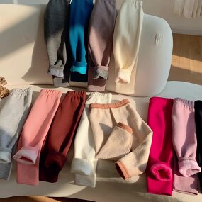 Baby Girls Leggings Manufacturer - Winter Casual Solid Candy Color Keep Warm Fleeced Comfortable for Little Girls Kids