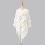 Capes Shawls Manufacturer - 2025 New Plain Color Hollowed Out Tassel Ponchos for Ladies Knit Cardigans Cloaks