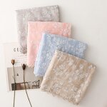 Shawl Manufacturer - Fashion Women Soft Plain Flower Pattern Embroidery 180x85cm Solid Color Embroidered Hijabs