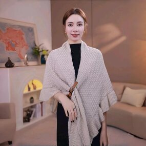 Triangle Cape Shawl Manufacturer - 2025 New Autumn Winter for Women Thick Wrap Plain Color