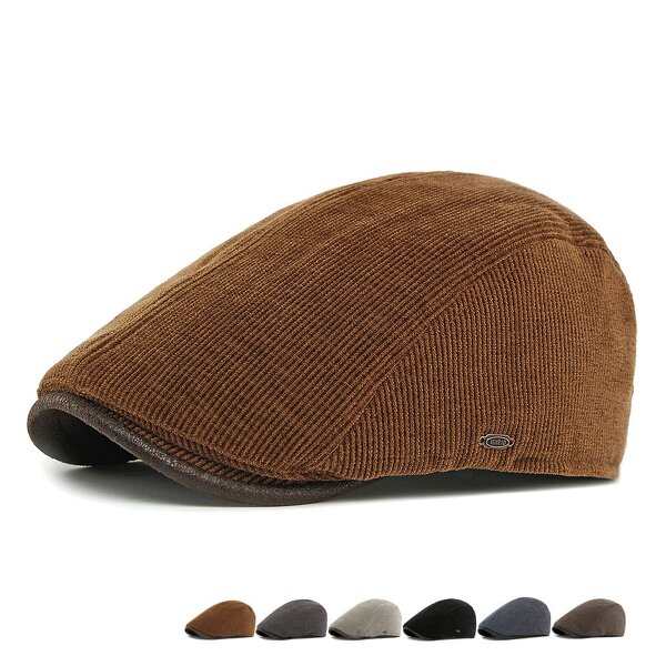 Corduroy Beret Manufacturer - Men Fashion Spring Autumn Thick Warm Women's Flat Hat Vintage Casual Unisex