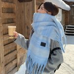 Cashmere Plush Scarf Manufacturer - New Imitatie Ladies Winter Warm Oversized Windproof Outdoor Plaid Tassel Soft