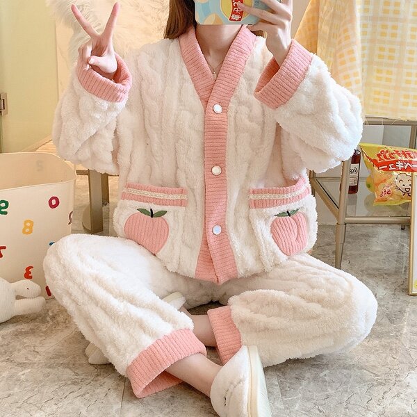 Cartoon Pajamas Suit Manufacturer - New Cute Cinnamoroll Anime Plush Homewear Nightwear Girl Winter Sleepwear