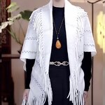 Shawl Manufacturer - 2025 Latest Winter Fashion Open Front Poncho Cardigan Knitted Boho Geometric Tassel Pasmina