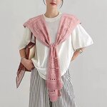 Knit Shawl Manufacturer - Korean Autumn for Female Blouse Shoulders Collar Cape Student Scarf Solid Color for Women