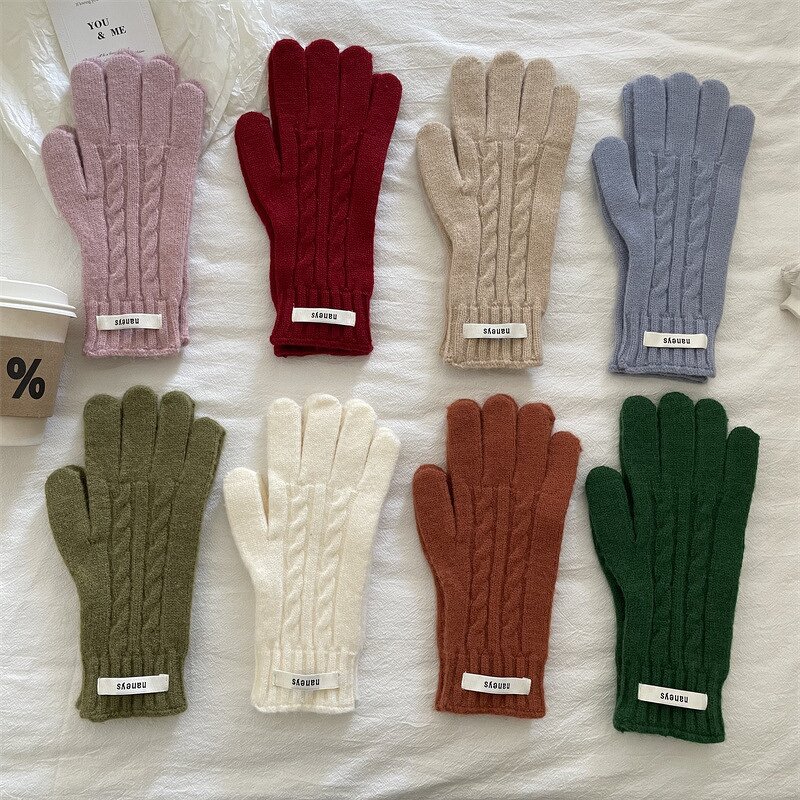 Winter Gloves Manufacturer - Korean Style Knitted Plus Velvet Thickened Student Cycling Windproof Cold-proof Touch Screen