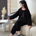 Flannel Pajama Set Manufacturer - Women's Fluffy Coral Fleece Pullover Loose 2 Piece Plush Warm Loungewear