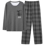 Lounge Pajamas Set Manufacturer - Men's Spring New Long-sleeved Tops with Trousers Cotton Homewear Simple Sleepwear