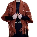 Shawl Manufacturer - 2025 Latest Winter Fashion Open Front Poncho Cardigan Knitted Boho Geometric Tassel Pasmina