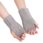 Knitted Gloves Manufacturer - Women Semi-Long Autumn Winter Half Fingered Hand Warmer Girls Rhombus Soft