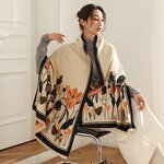 Faux Cashmere Scarf Manufacturer - 2025 Korean Style Printed for Women Elegant Double-Sided Thickened Winter