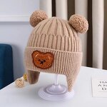 Pullover Beanie Manufacturer - Autumn Winter Cute Bear Embroidered Child Windproof Warm Soft Free Cartoon