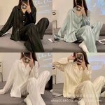 Women's Pajamas Manufacturer - Hot Fashion Spring and Fall New Jacquard Satin Ice Silk Thin Long-sleeved Home Wear