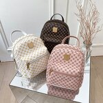 Girls' Backpack Manufacturer - 2025 Versatile and Stylish with Small Checked Schoolbags Cosmetics Women Bag