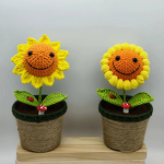 Yarn Sunflower Potted Manufacturer - Handmade Smiling Face Cute Holiday Gift
