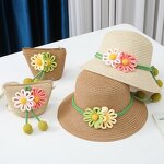Children's Straw Hat Manufacturer - Bucket Hat with Bag Set Beach Sunshade