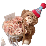 Eternal Flower Doll Manufacturer - Bear Holding Rose Bouquet Artificial Flower